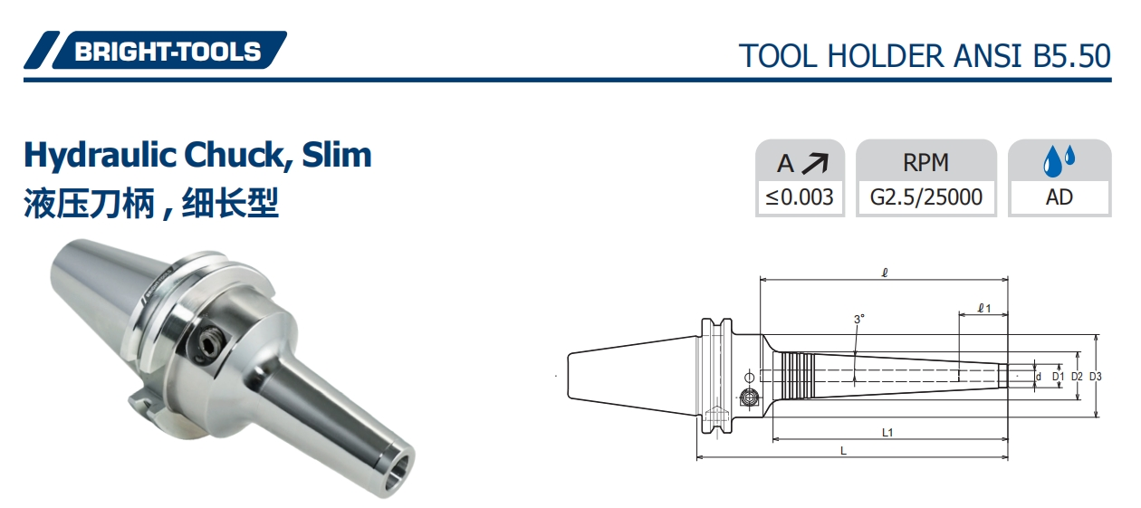ESPECIFICACIÓN DEL Chuck hidráulico CAT, Slim