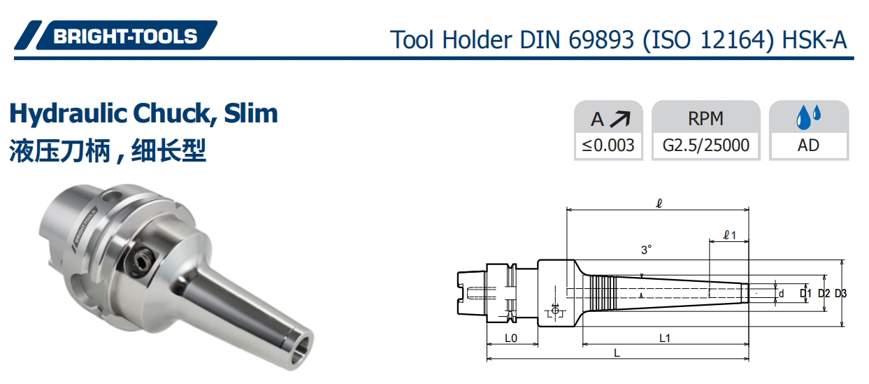 ESPECIFICACIÓN DEL Chuck hidráulico HSK, Slim