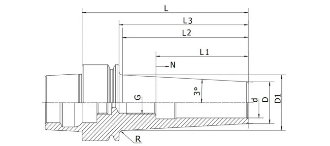 ESPECIFICACIONES DEL MANDRIL DE AJUSTE TERMORRÁMICO HSK-E DE 3°