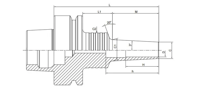 ESPECIFICACIONES DEL MANDRIL DE RETRACCIÓN HSK-F DE 3° FORMA DELGADA A