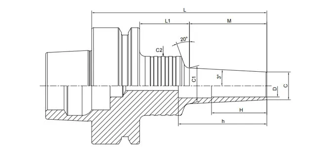 ESPECIFICACIONES DEL MANDRIL DE RETRACCIÓN HSK-F DE 3° FORMA DELGADA B