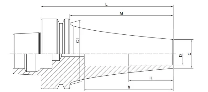 ESPECIFICACIONES DEL MANDRIL DE RETRACCIÓN HSK-F, CURVO