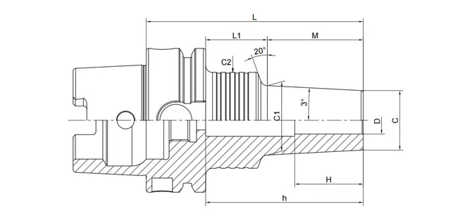 ESPECIFICACIONES DEL MANDRIL DE RETRACCIÓN HSK-A 3° REFRIGERANTE REGULAR