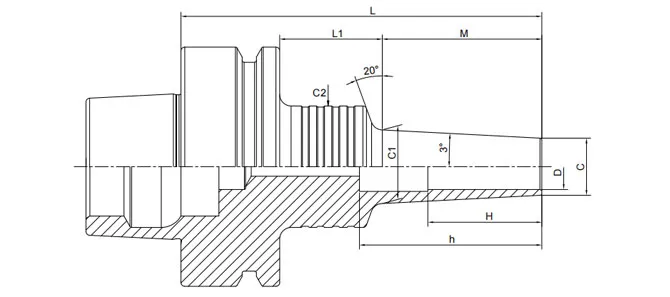 ESPECIFICACIONES DEL MANDRIL DE RETRACCIÓN HSK-F, 3°, REGULAR, REFRIGERANTE