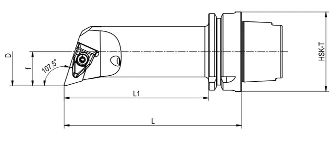ESPECIFICACIONES DE LA HERRAMIENTA DE TORNEADO HSK-T DDQNR | DDQNL 107,5°/55°, LARGA