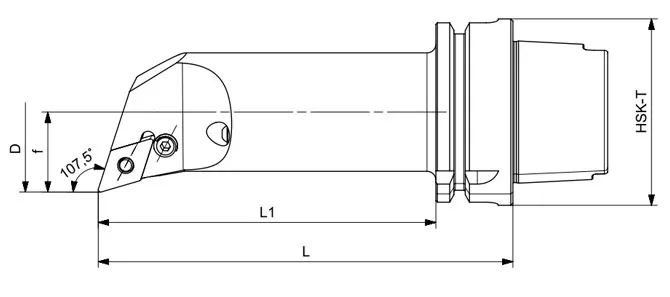 ESPECIFICACIONES DE LA HERRAMIENTA DE TORNEADO HSK-T PDQNR | PDQNL 107,5°/55°, LARGA