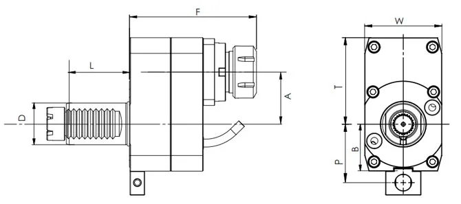 ESPECIFICACIONES DEL CABEZAL DE ACCIONAMIENTO AXIAL VDI, DESPLAZAMIENTO, TOEM