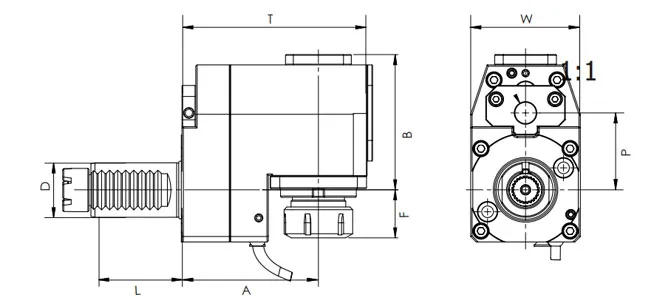 ESPECIFICACIONES DEL CABEZAL DE ACCIONAMIENTO RADIAL VDI, DESPLAZADO, TOEM